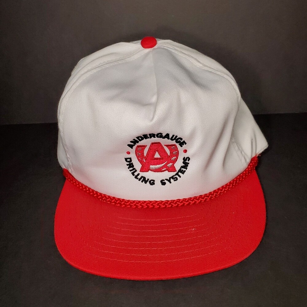 Vintage Andergauge Drilling White and Red Snapback Rope Hat